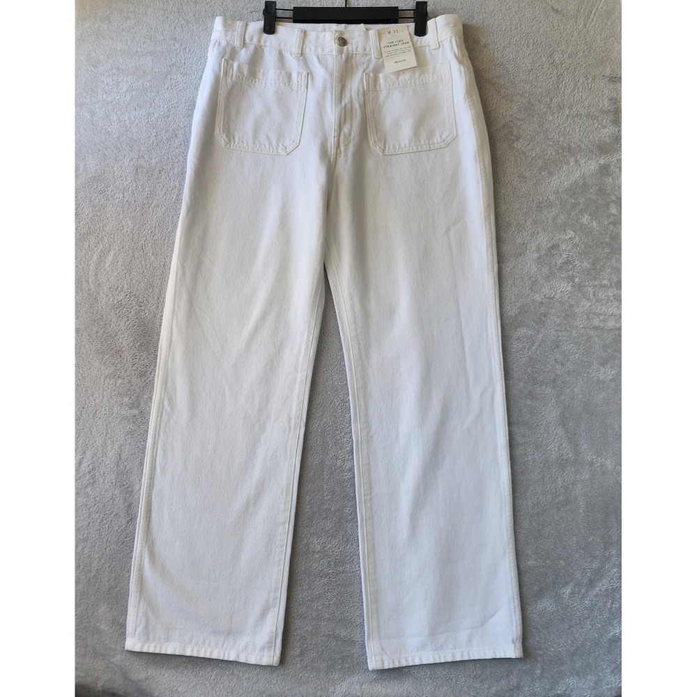Madewell Jeans Womens Size 31 White Cleo Straight Rigid Patch Pockets NWT